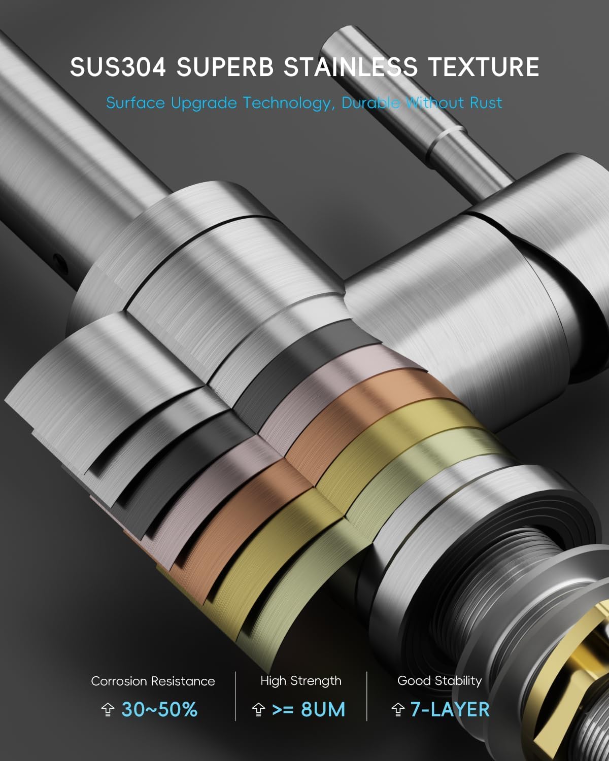 Appaso Touchless Kitchen Faucet With Pull-Down Sprayer, Kitchen Sink Faucet Touchless Brushed Nickel, Single Handle Hands-Free M